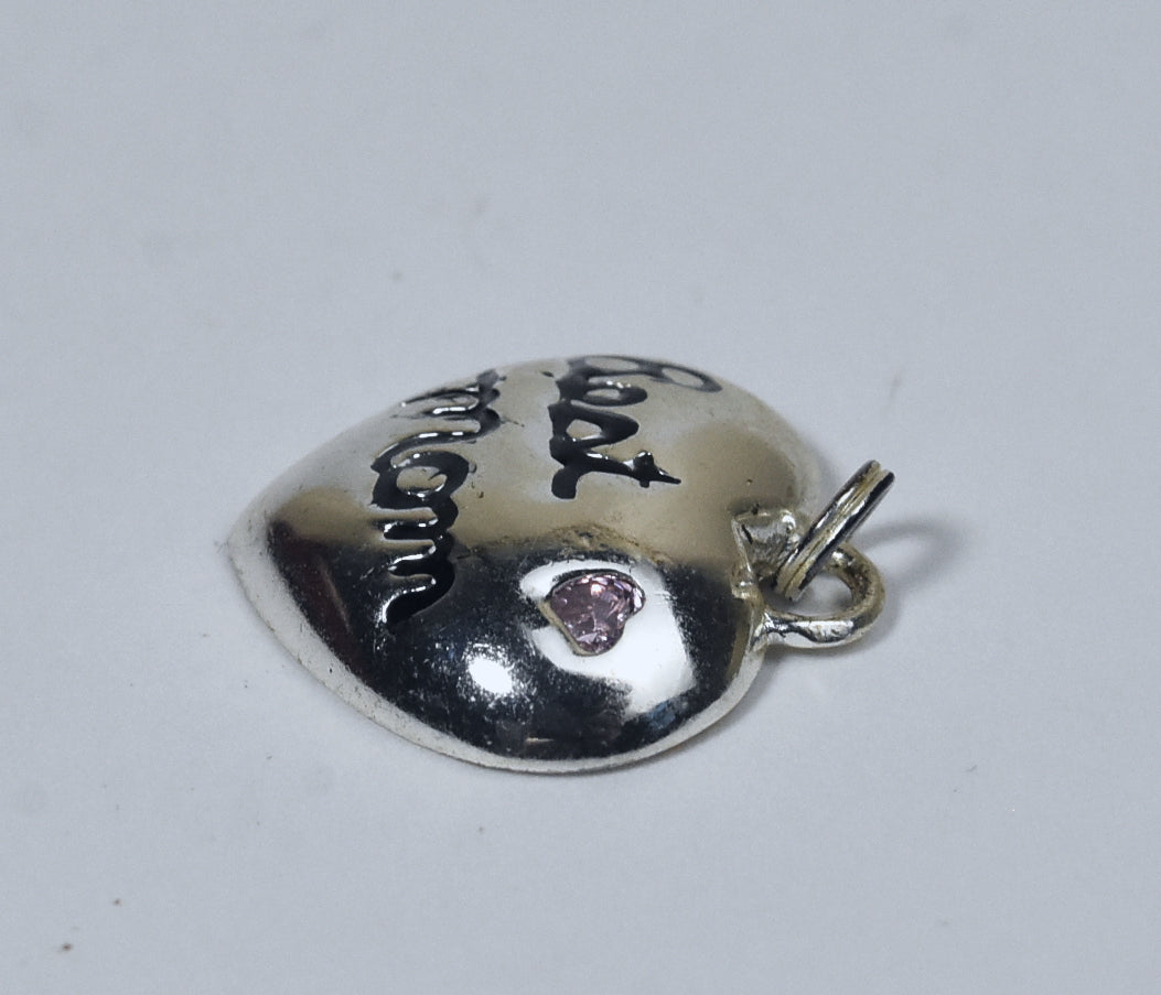 Sterling Silver "Best Mom" Heart Pendant
