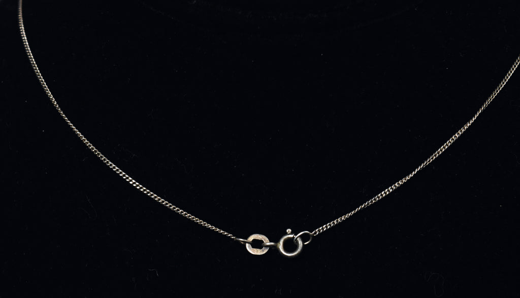 Small Sterling Silver Bezel Set Crystal Pendant on Sterling Silver Chain Necklace