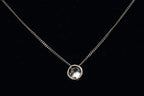 Small Sterling Silver Bezel Set Crystal Pendant on Sterling Silver Chain Necklace