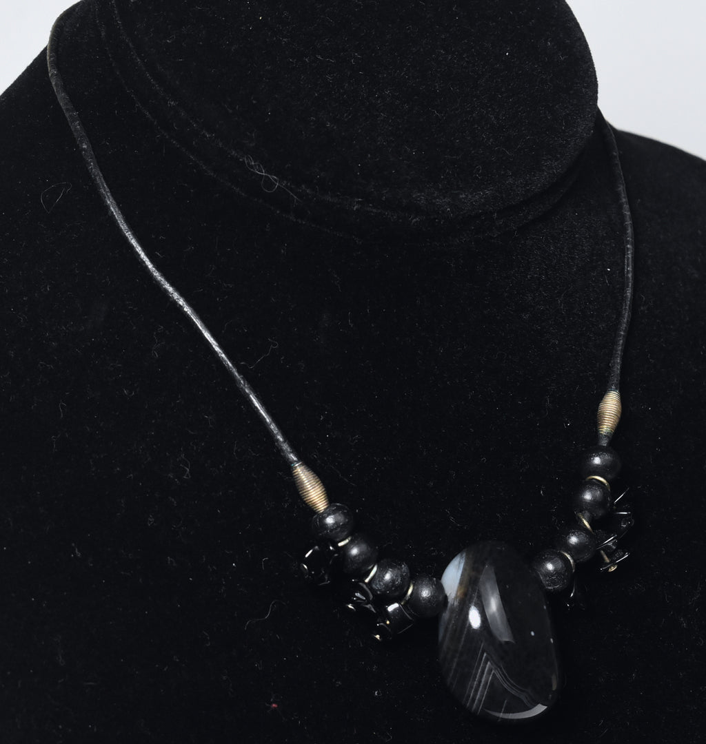 Black Onyx Pendant and Ebony Necklace