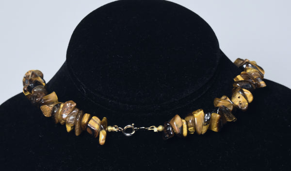 HEAVY Tiger's Eye and Black Onyx Beaded Necklace