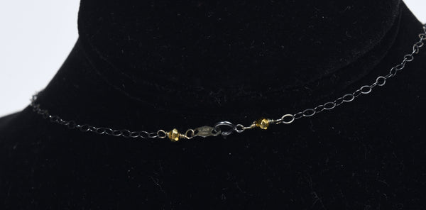 Blackened Sterling Silver Pyrite Chain Necklace
