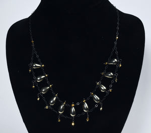 Blackened Sterling Silver Pyrite Chain Necklace