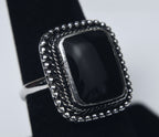 Black Onyx Sterling Silver Ring - Size 7.75