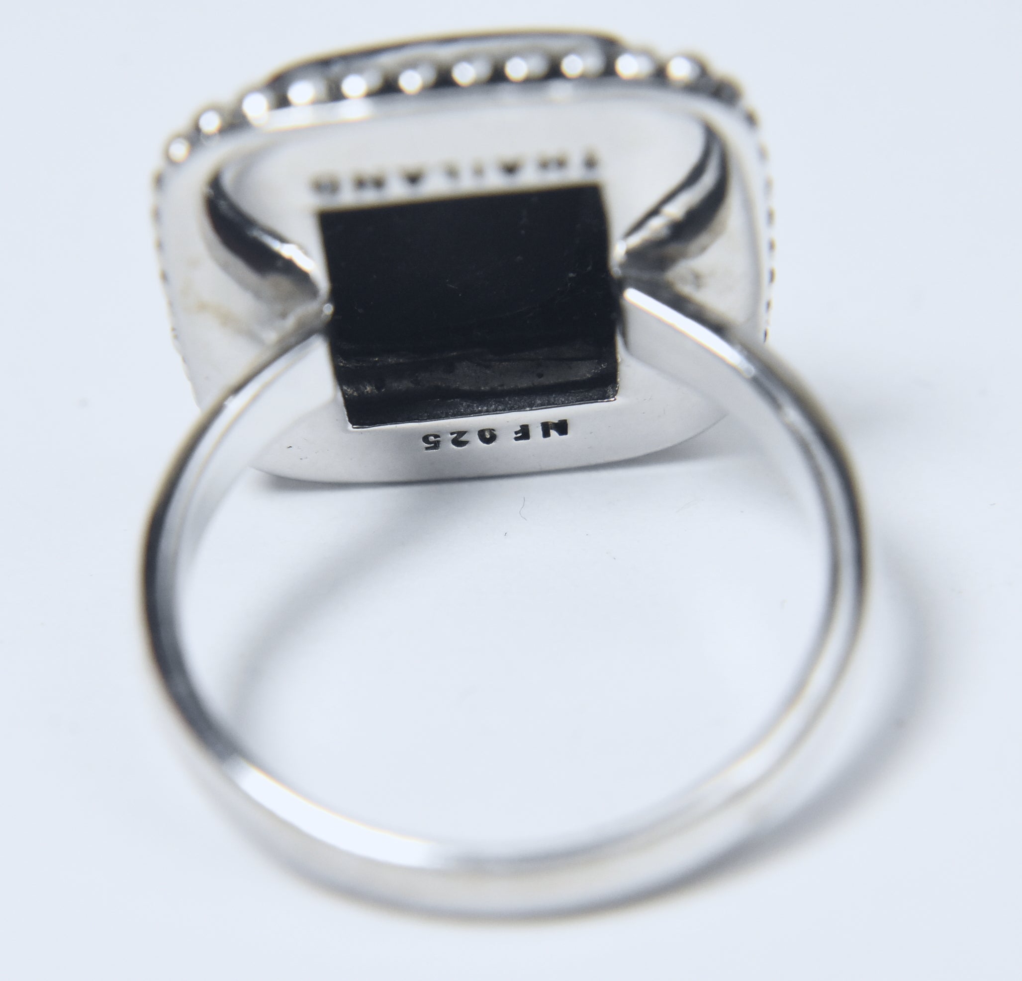 Black Onyx Sterling Silver Ring - Size 7.75
