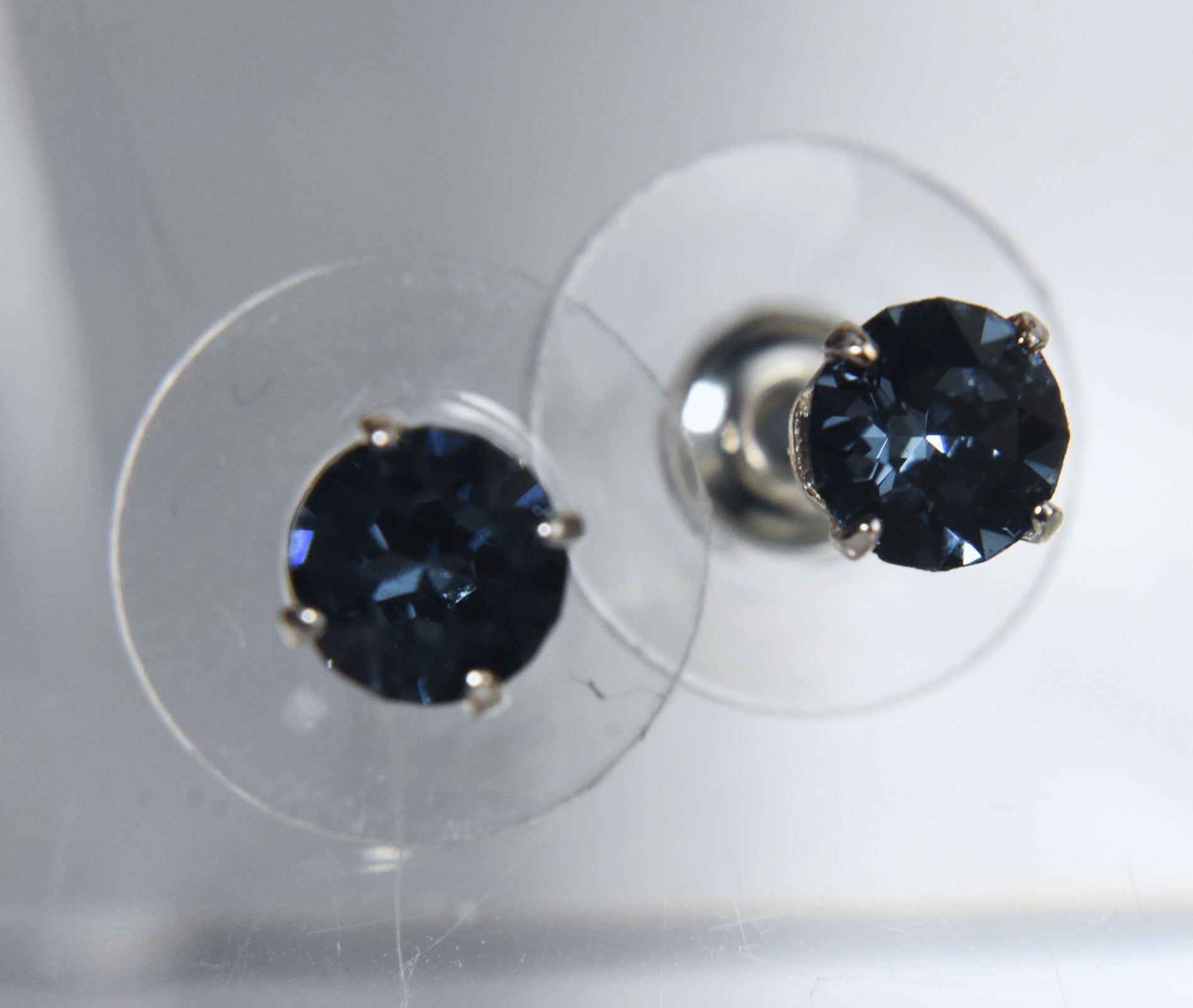 Sterling Silver Crystal Stud Earrings - Multiple Color Options