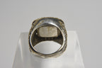 Sterling Silver Blue Druze Snakeskin Ring - Size 7
