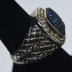 Sterling Silver Blue Druze Snakeskin Ring - Size 7