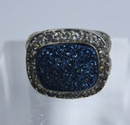 Sterling Silver Blue Druze Snakeskin Ring - Size 7
