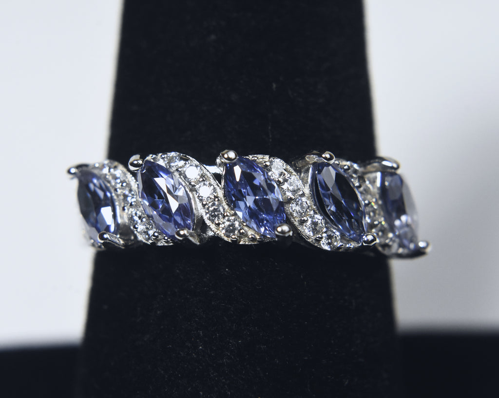 Sterling Silver Imitation Tanzanite Ring - Size 7.75