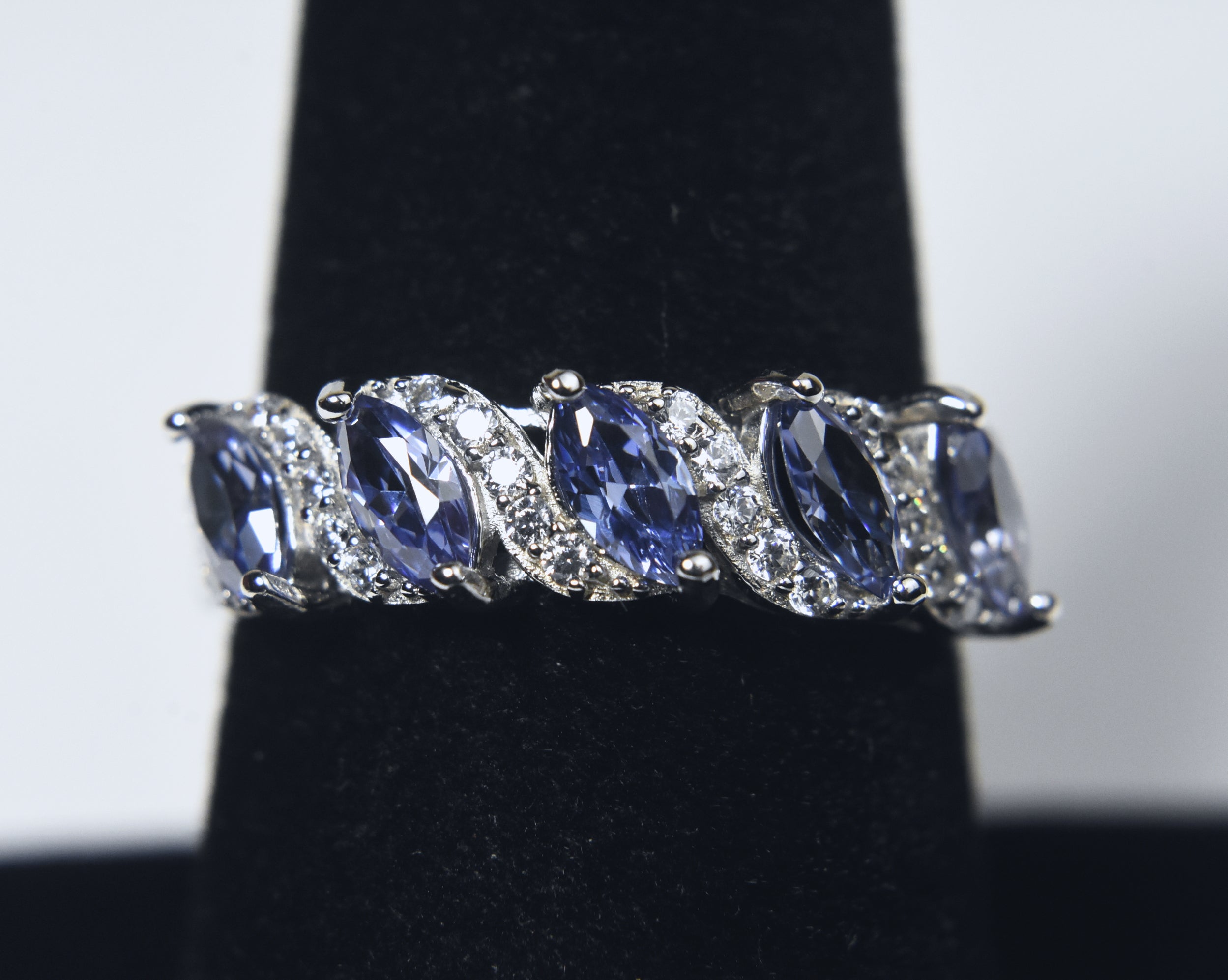 Sterling Silver Imitation Tanzanite Ring - Size 7.75