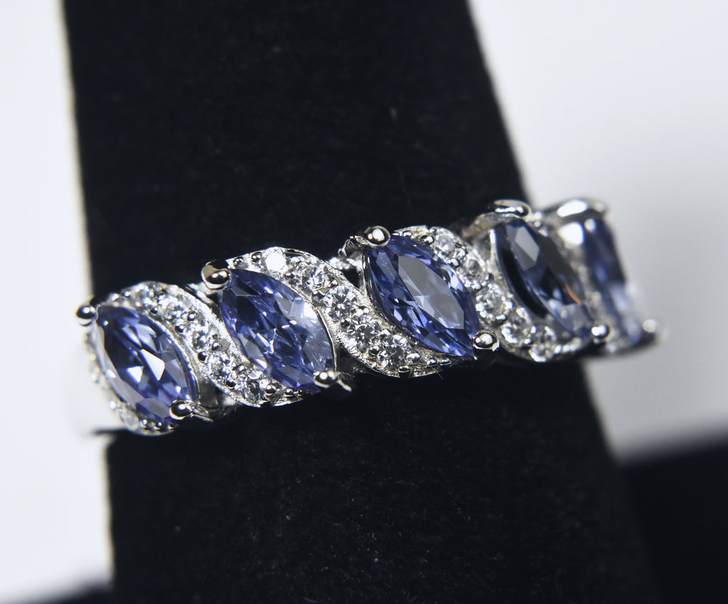 Sterling Silver Imitation Tanzanite Ring - Size 7.75
