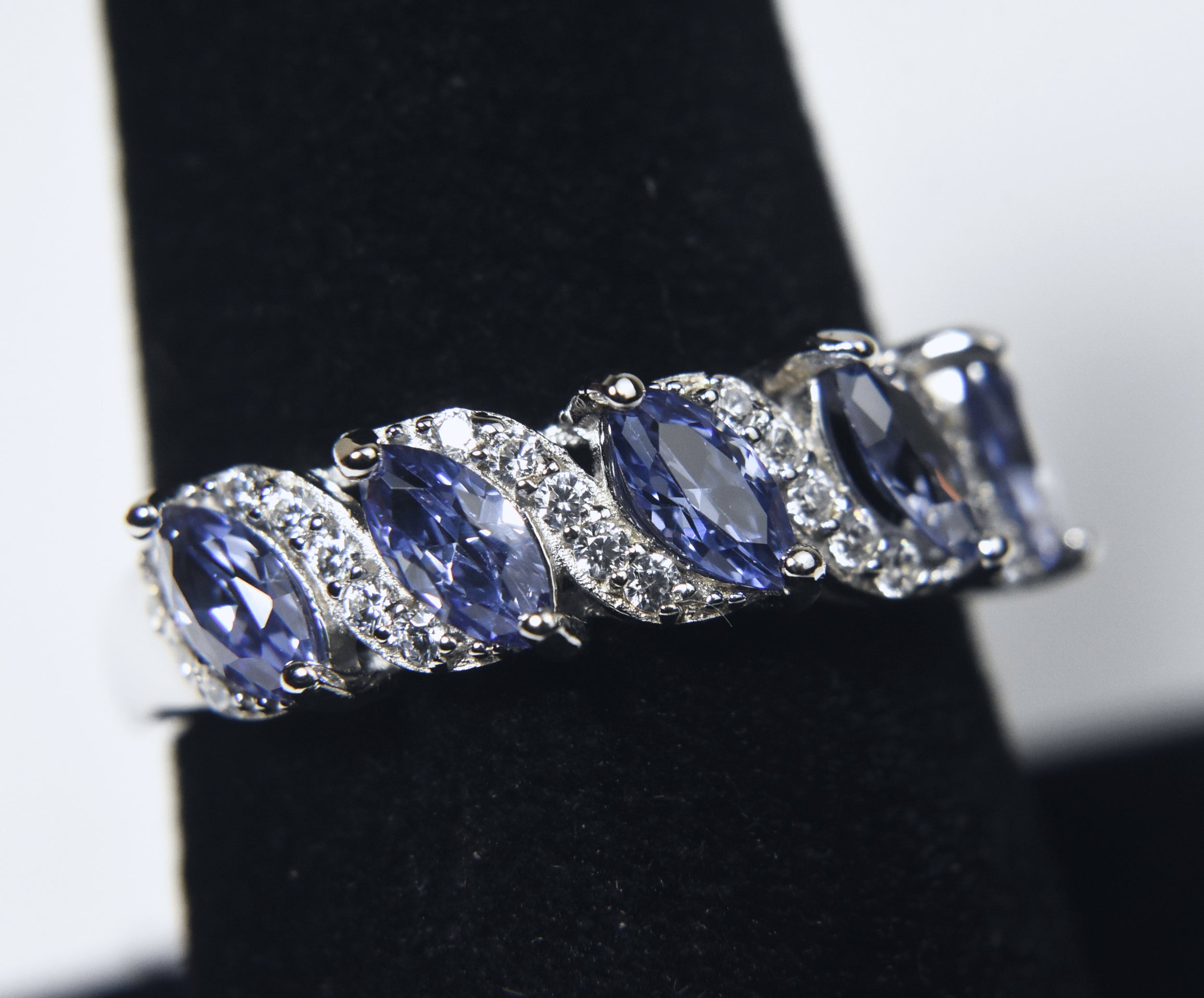 Sterling Silver Imitation Tanzanite Ring - Size 7.75