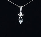 Blue Stone and Clear Topaz Pendant on Sterling Silver Chain Necklace - 19"