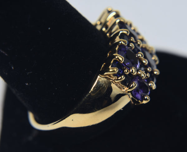 Synthetic Purple and Blue Sapphire Vermeil Ring - Size 10
