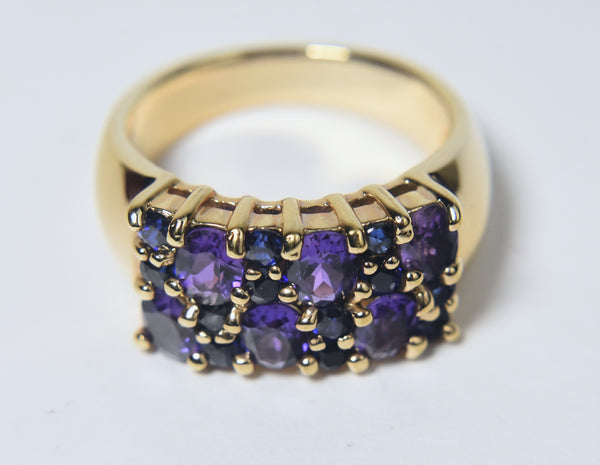 Synthetic Purple and Blue Sapphire Vermeil Ring - Size 10