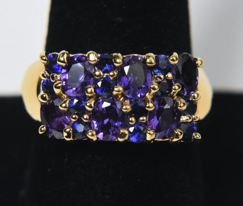 Synthetic Violet and Blue Sapphire Vermeil Ring - Size 10