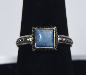 Sterling Silver Square Cabochon Blue Quartz Ring - Size 8