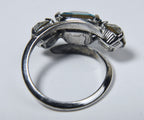 Vintage Sterling Silver Blue Rhinestone Bypass Ring - Size 4.25