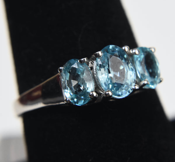 Sterling Silver Blue Topaz Ring - Size 8