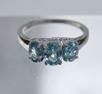 Sterling Silver Blue Topaz Ring - Size 8