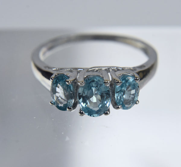 Sterling Silver Blue Topaz Ring - Size 8