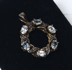 Blue Topaz and Rhinestone Hoop Pendant