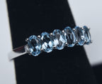 Blue Topaz and Diamond Sterling Silver Ring - Size 7.75