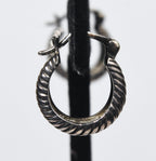 Sterling Silver with14k Gold Accent Small Braided Design Hoop Earrings