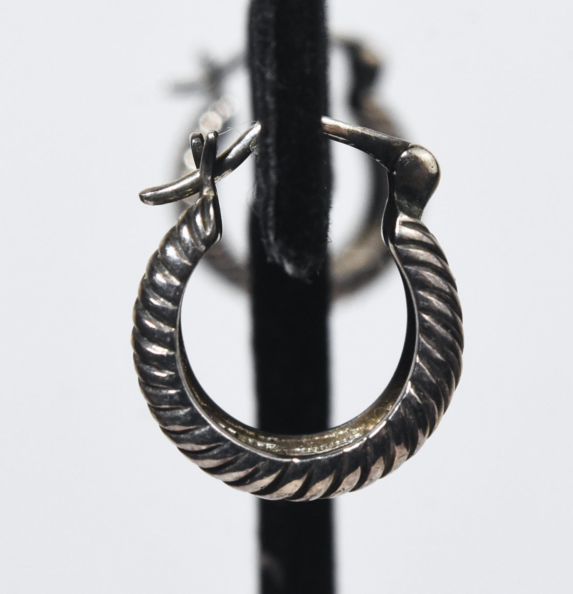 Sterling Silver with14k Gold Accent Small Braided Design Hoop Earrings