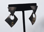 Sterling Silver Vintage Mexican Modern Design Dangle Earrings