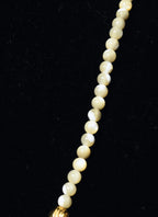 Carved Shell Bead, Brass and Tiger's Eye Necklace with Brass Pendant