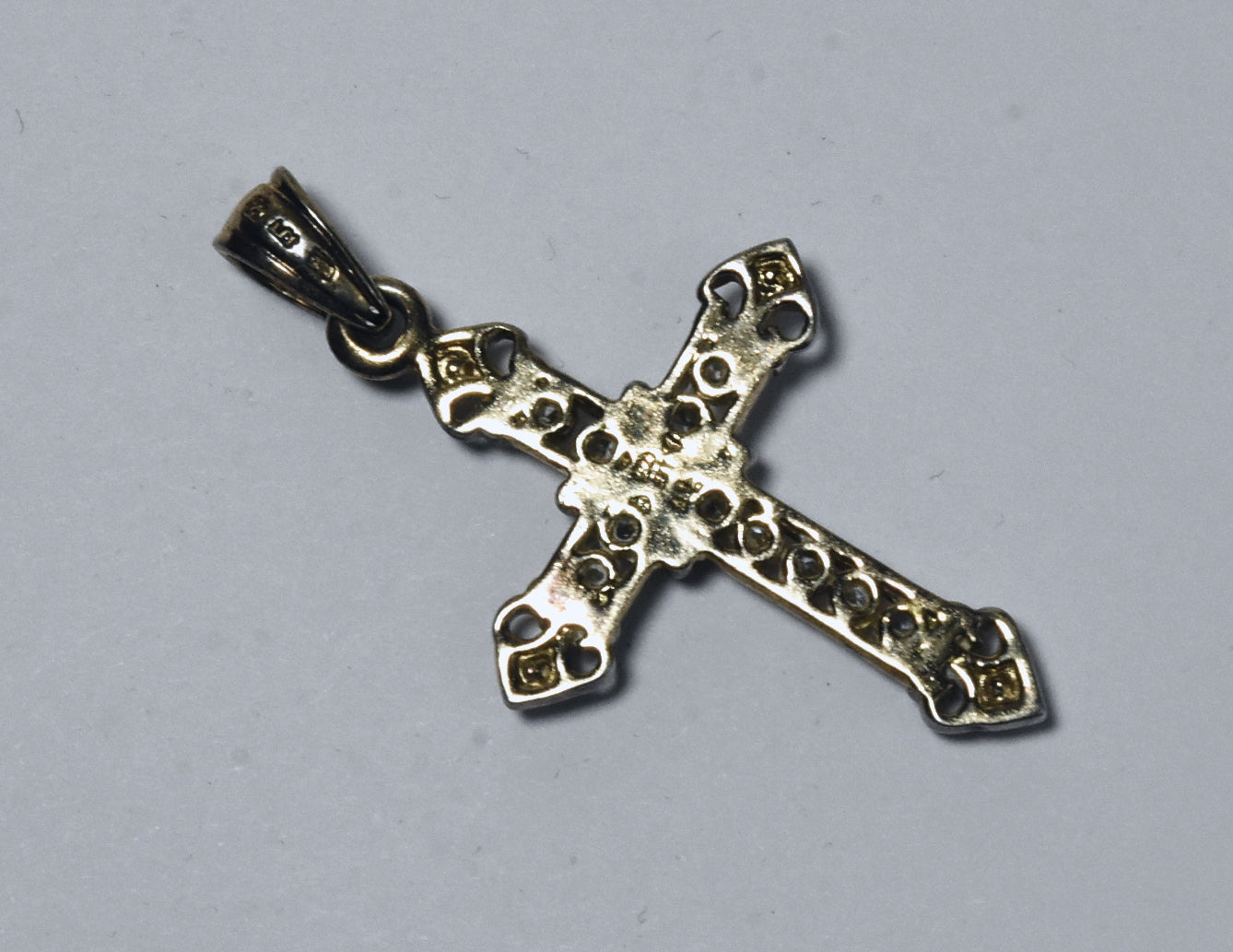 Vintage Gold Plated Sterling Silver Cubic Zirconia Cross Pendant