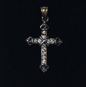 Vintage Gold Plated Sterling Silver Cubic Zirconia Cross Pendant