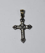 Vintage Gold Plated Sterling Silver Cubic Zirconia Cross Pendant
