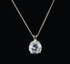Cubic Zirconia Pendant Sterling Silver Chain Necklace - 19"