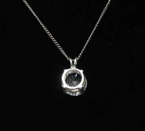 Cubic Zirconia Pendant Sterling Silver Chain Necklace - 19"