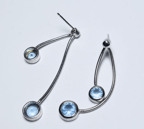 Funky Sterling Silver Cable Dangle Earrings
