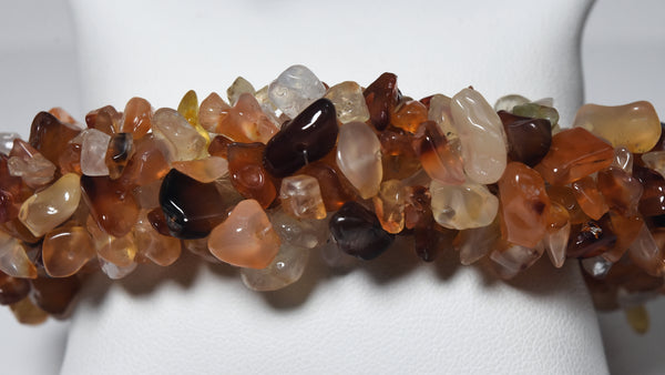 Carnelian Citrine and Quartz Chunky Beaded Bracelet