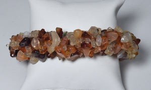 Carnelian Citrine and Quartz Chunky Beaded Bracelet