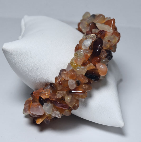 Carnelian Citrine and Quartz Chunky Beaded Bracelet