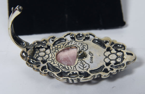 Carolyn Pollack - Beautiful Rhodochrosite and Garnet Sterling Silver Pendant