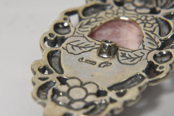 Carolyn Pollack - Beautiful Rhodochrosite and Garnet Sterling Silver Pendant