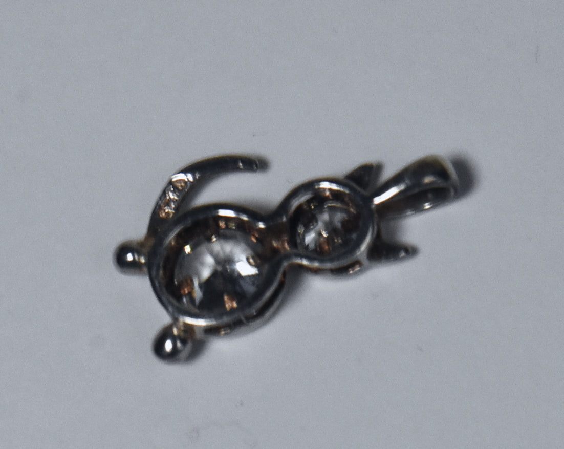 Sterling Silver Bejeweled Cat Pendant