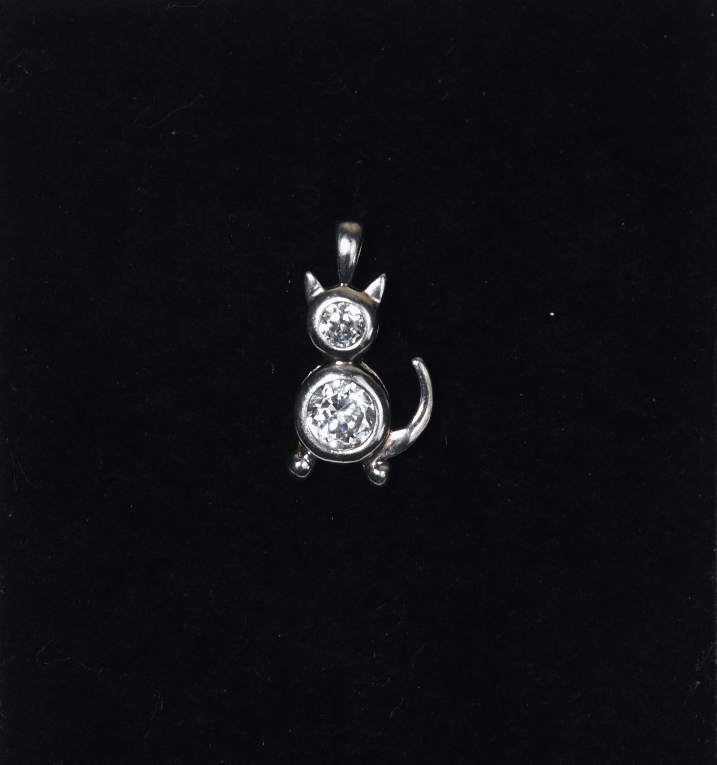 Sterling Silver Bejeweled Cat Pendant