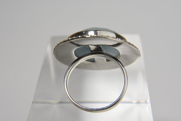 Sterling Silver Aquamarine Ring - Size 8