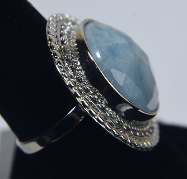 Sterling Silver Aquamarine Ring - Size 8