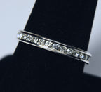 Clear Round Cut Glass Channel Set Ring - Size 8.5