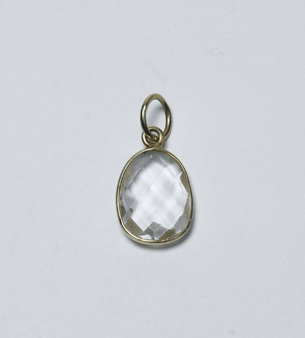 Checkerboard Faceted Quartz Crystal Pendant