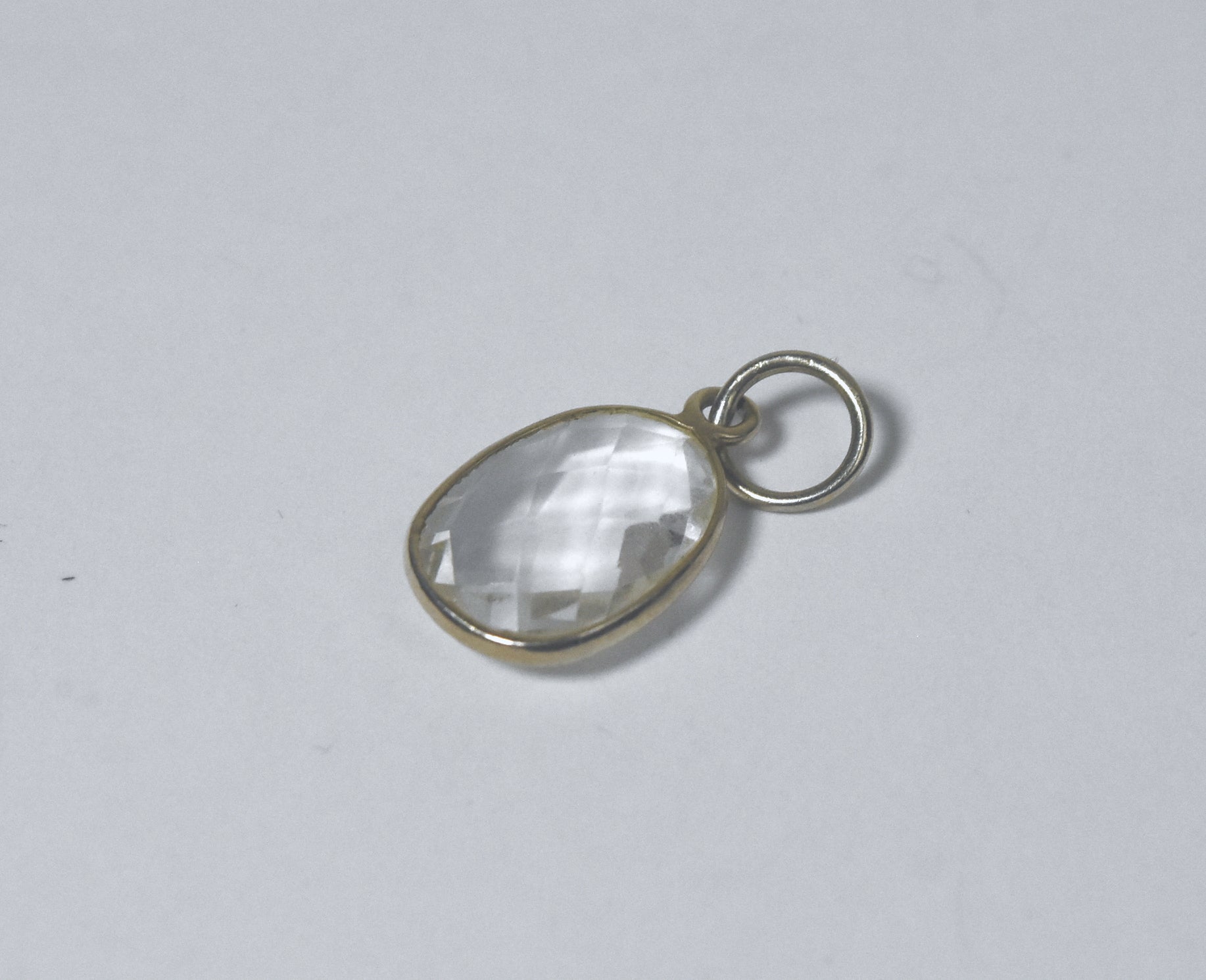Checkerboard Faceted Quartz Crystal Pendant